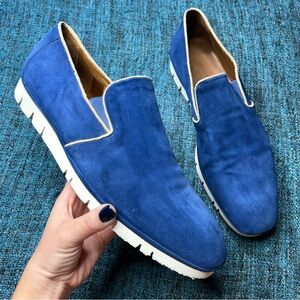 Donald J Pliner Baldo Slip On Suede Leather Loafers in Blue